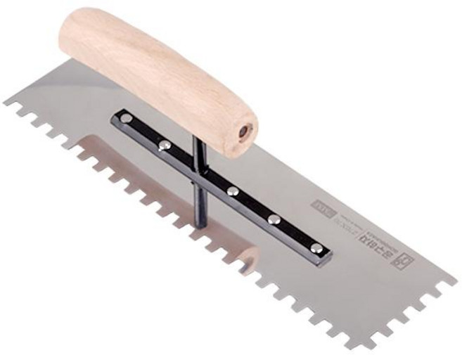 공구하자 타일 압착 고대 톱니 흙손, 길이 270 x홈깊이 7mm, 1개