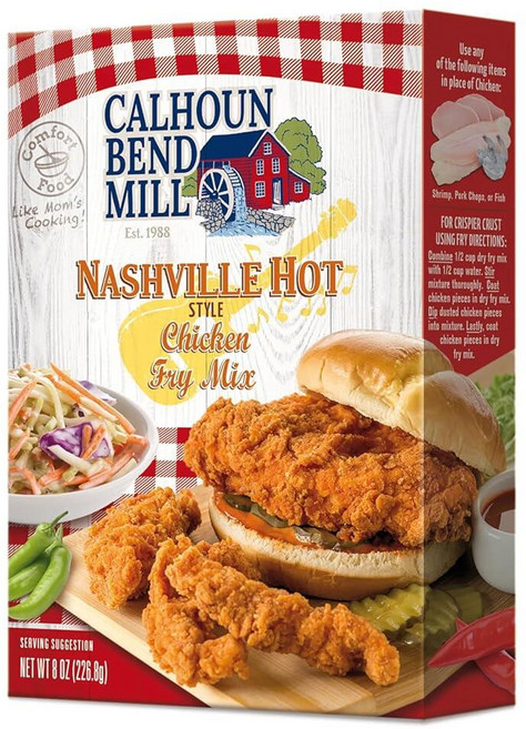 Calhoun Bend Mill 내슈빌 핫 스타일 크리스피 프라이 믹스 완벽한 치킨 텐더 샌드위치 매운 남부 시즈닝 불타는 맛 에어 프라이어 또는 딥에 이상적 226.8g 8온