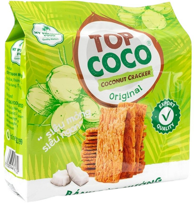 TOPCOCO 香脆椰子餅 - 酥脆薄片 原味椰子餅乾 休閒零食, 150g, 1盒