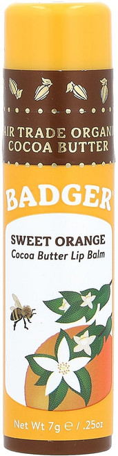Badger 코코아 버터 립 밤 스위트 오렌지 .25 온스 (7 g), Badger코코아버터립밤스위트오렌지25온스7g, 7g, 1개