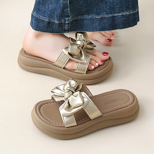Modern Fashion 여성 리본 통굽 슬리퍼 고급감 샌들 F79
