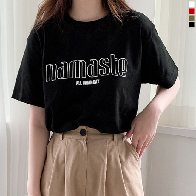 티데일리 남녀공용 나마스떼 오버핏 17수 반팔 라운드 티셔츠