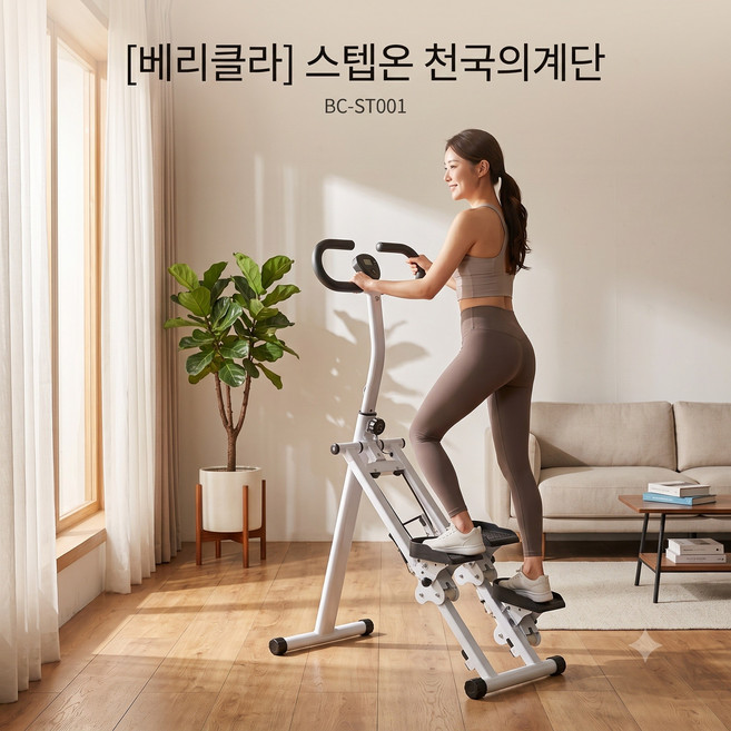 글라스 천국의계단 운동기구 가정용 베리클라 BC-ST001, 화이트