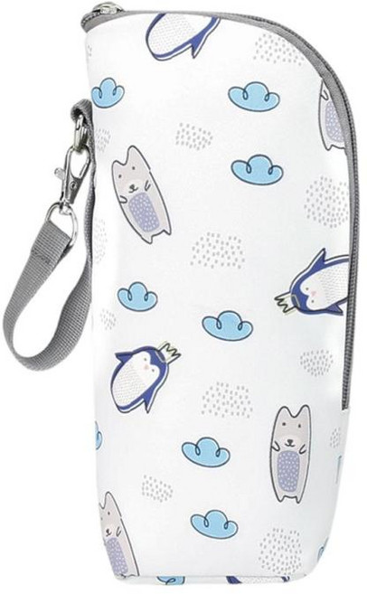 GHSHOP 휴대용 아기 젖병 워머 백 아기 젖병 워머 여행 머그 온도 조절기 음료 쿨러 가방 뜨겁고 차갑게 유지, 22x7x8cm, 400D 옥스포드 천, 만화 흰색, 1개