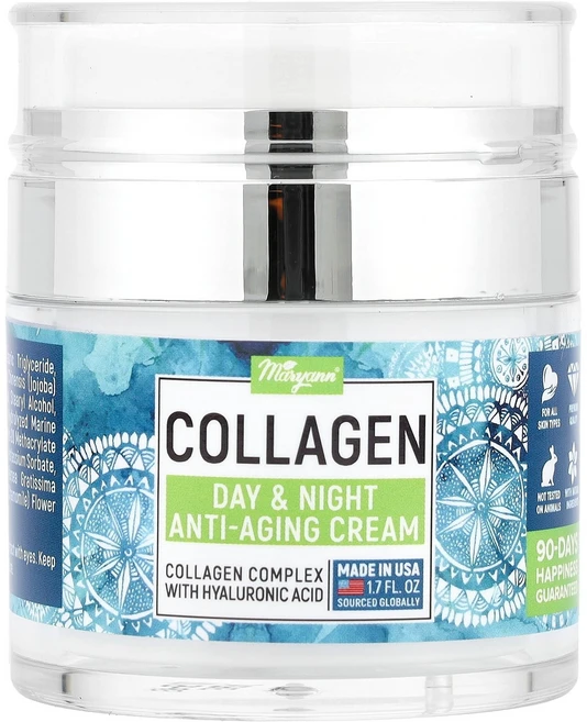MaryAnn Organics 콜라겐 데이 앤 나이트 안티에이징 크림 모든 피부용 50ml(1.7fl oz) Maryann Organics (메리안 오가닉스), 1개, 50ml - 쿠팡