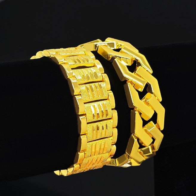 18k특수압축도금 팔찌 세트 맨즈스퀘어 헤비육각체인