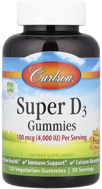 Carlson Super D3 구미젤리 천연 과일 식물성 구미젤리 120개(구미젤리 1개당 25mcg(1000IU)), CarlsonSuperD3구미젤리천연과일식물성구미젤리1, 1개 - 쿠팡
