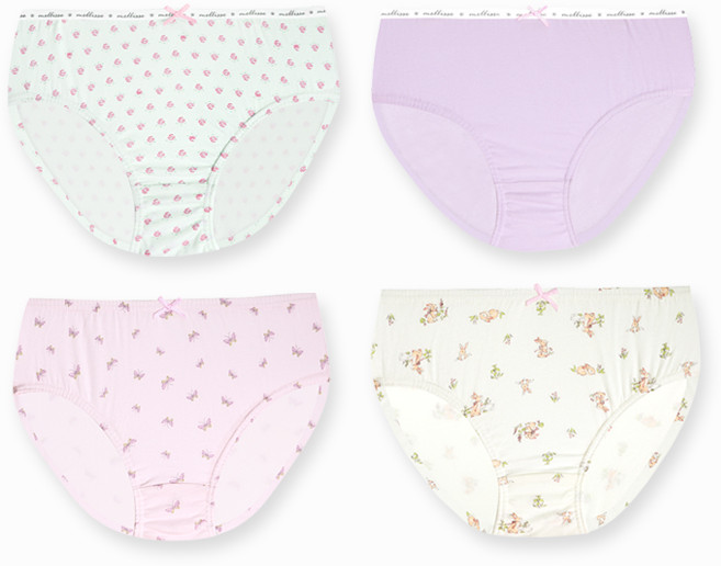 멜리스 CM러블리 여아용 삼각팬티 4종세트 코튼모달스판 유아동 주니어 속옷