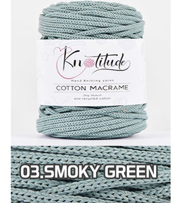 노티튜드 4.0mm 마크라메 실 뜨개실 250g, 1개, 03.스모크그린