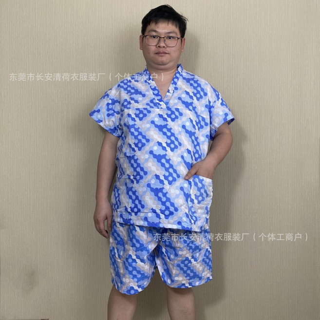 순면 일회용 목욕가운 남녀공용 사우나 스파 호텔 족욕장용 대형 남녀 홈웨어, 전 야드, 블루 웨이브 포인트, 1개