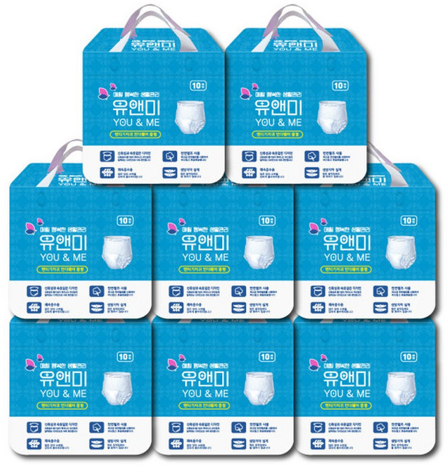 그린케어 언더웨어 팬티기저귀 중형 10매 x8팩 입는 요실금 팬티형 기저귀, 8개, 10개입