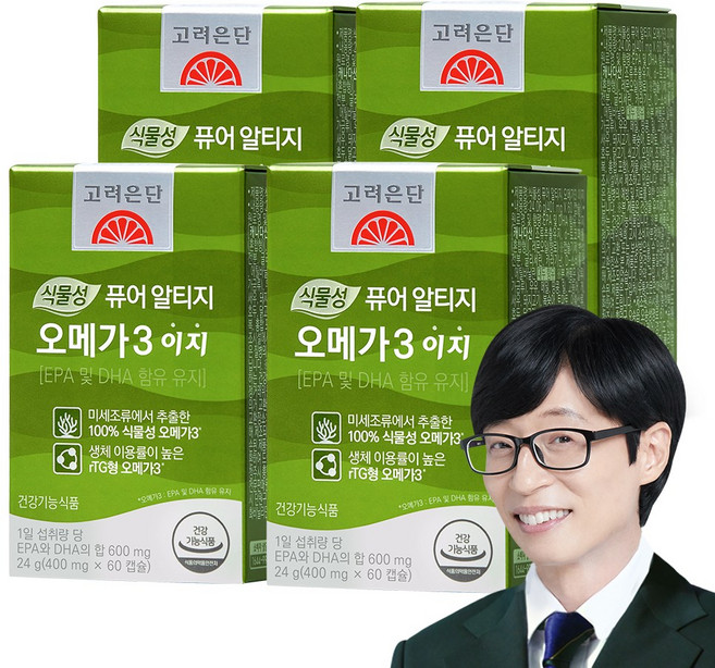 고려은단 식물성 퓨어 알티지 오메가3 이지, 4개, 60정