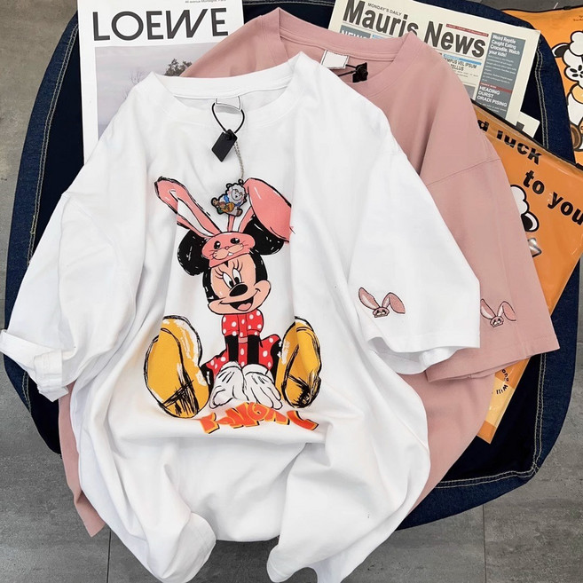 귀여운 미니마우스 빈티지 순면 루즈핏 반팔