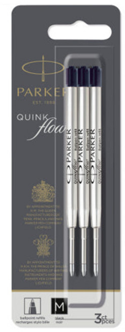 [수입정품] 파카 큉크 볼펜 블랙 리필, 3개입 1세트