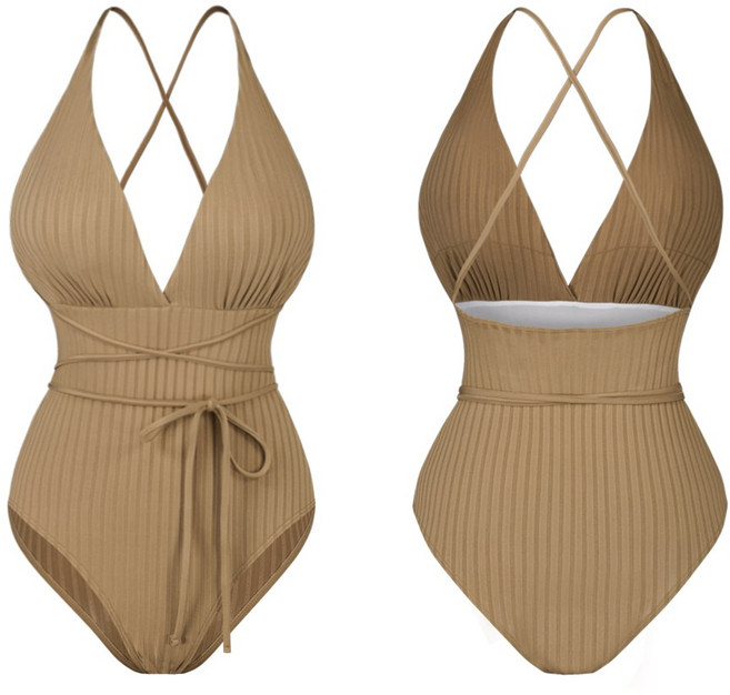 모노소울 에스라인보장 테린 로프 모노키니 수영복 S M, 브라운