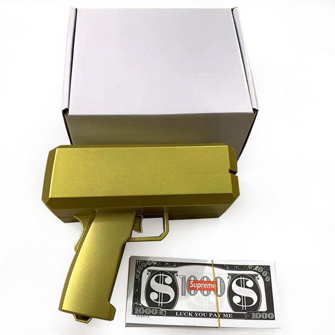 噴錢槍 Money Gun美金槍 噴錢槍玩具射錢 鈔票槍 玩具槍, 1個, 無logo啞金色噴錢槍407g:1個