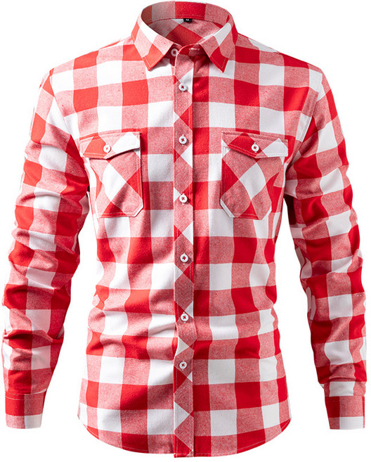 【歐美爆款】格子襯衫 男士襯衫 休閒外套 磨毛襯衫 格紋襯衫 雙袋蓋設計 加絨保暖 歐美寬鬆版型 春秋季百搭