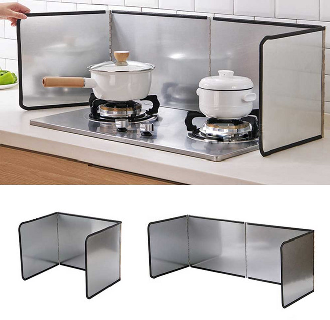 도매창고 스텐 가스레인지 기름 음식 튐 오염 방지 가스렌지 가리개 가림막 기름막이 인덕션 가드 스테인리스 3단 4단, 1개