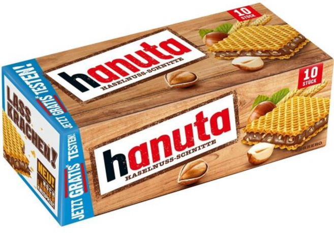 Hanuta 초콜릿 페레로 하누타 헤이즐넛 크림 웨이퍼 10개 박스, 200g