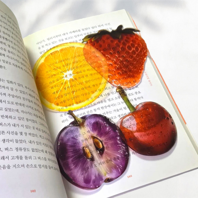 감성 과일 책갈피 북마크 4P 세트, 1세트, 혼합색상