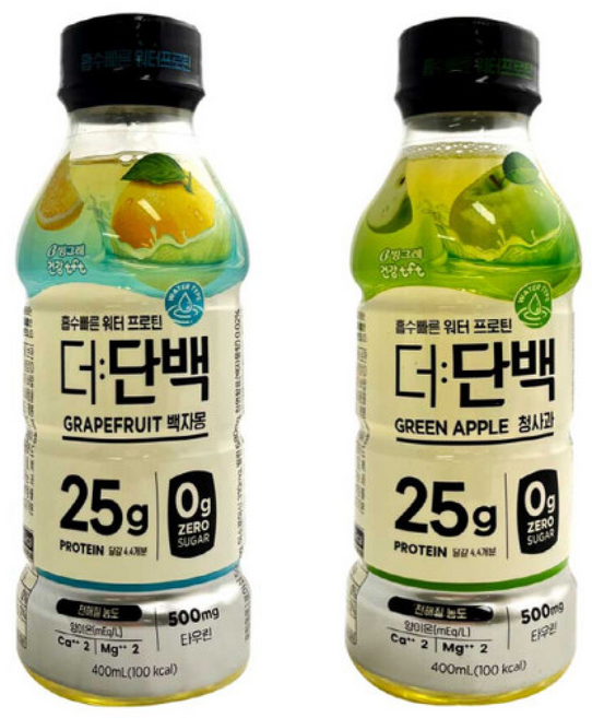 빙그레 더단백 워터 프로틴 단백질 음료 총 (백자몽 입 + 청사과 입), 6개, 400ml