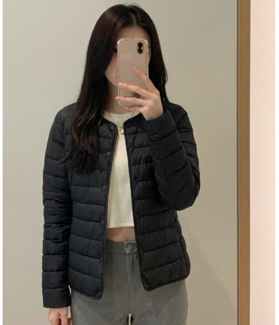 팍스홈 여성 화이트 덕다운 초경량패딩 라운드 브이넥 투웨이