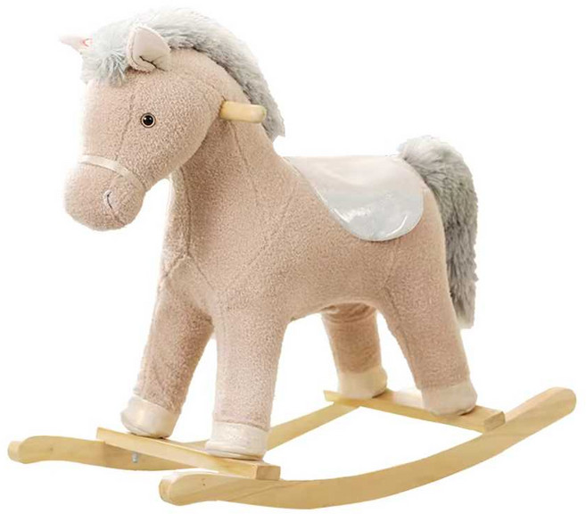 목마 흔들의자 키즈용 유니콘 흔들목마 시소 아이방 놀이터, 1개, 진주 화이트 + 원목 바퀴