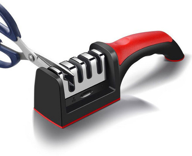 아마폴라 칼갈이 가위갈이 가정용 멀티 샤프너 4in1, 레드, 1개