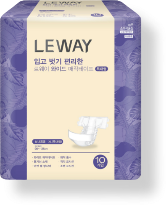 르웨이 와이드 매직테이프 성인기저귀, 특대형, 10개입, 4개