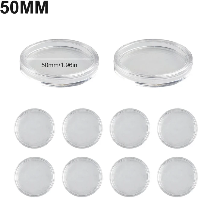 동전 수집 상자 38MM 10 캡슐 투명 거치대 50MM 플라스틱 보관 원형 케이스, 02 50mm