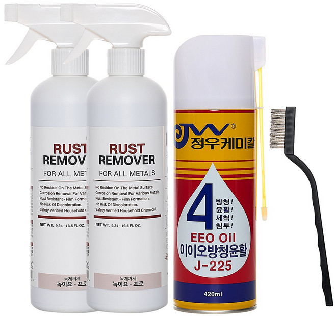 녹이요 정우케미칼 녹제거제 스텐 철 금속 부식 녹물 녹슨거 녹제거 방법, 10%할인(녹이요프로500ml2통+이이오방청윤활), 1세트, 1.42L