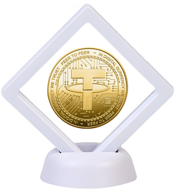 라온하제 비트코인 이더리움 리플 가상화폐 기념주화 코인 암호화폐 동전 수집 스텐드+장식장 포함, 30 테더 골드