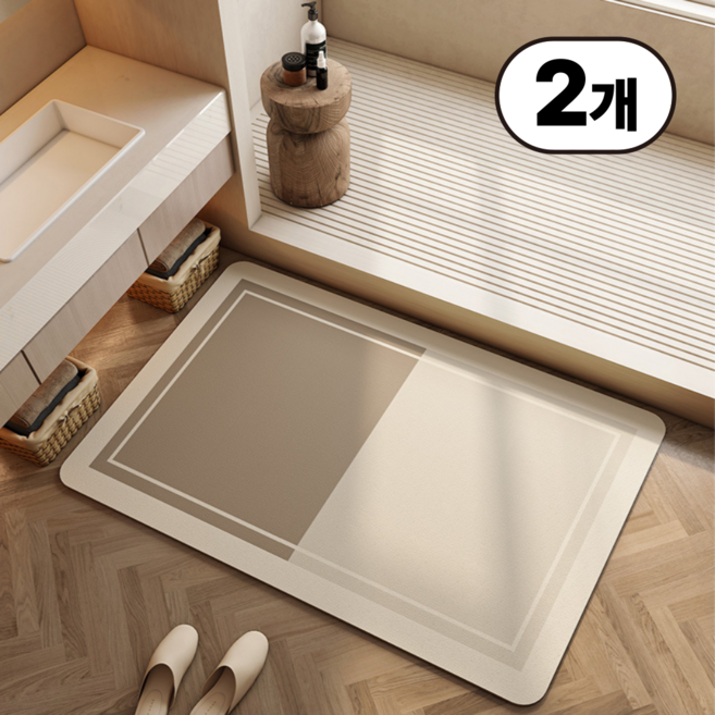 1+1 일상up 물기순삭 발매트 규조토 욕실매트 폭신폭신 세탁가능 논슬립 2개, D타입