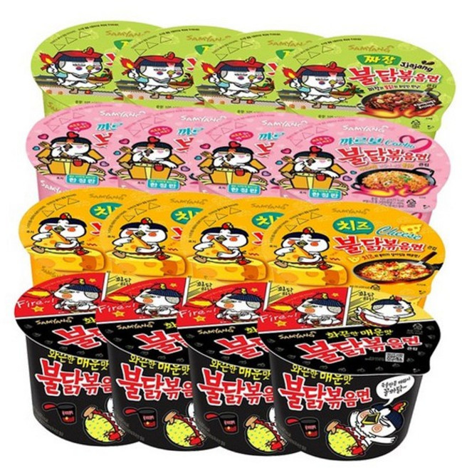 삼양 불닭볶음면세트(불닭4+치즈불닭4+까르보불닭4+짜장불닭4), 삼양큰컵 (불닭4+치즈불닭4+까르보불닭4+짜장불닭4), 1세트