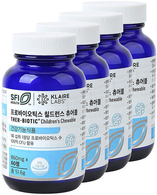 프로바이오틱스 칠드런스 츄어블 클레어랩스 닥터피엔티 유산균 probiotics, 60정, 4개