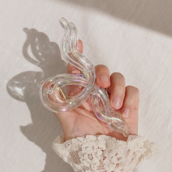 무배 헤이리 오로라 조개 헤어 집게핀 홀로그램 여름 투명 올림머리 반묶음 머리핀 디어안나