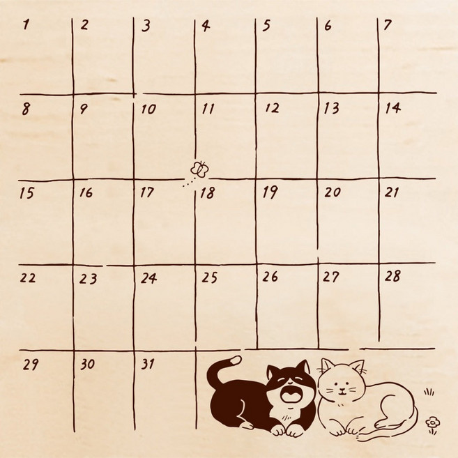 莫莫日貨日本製 BEVERLY 方形大印章 橡皮印章 貓咪月曆 手帳裝飾, 1個