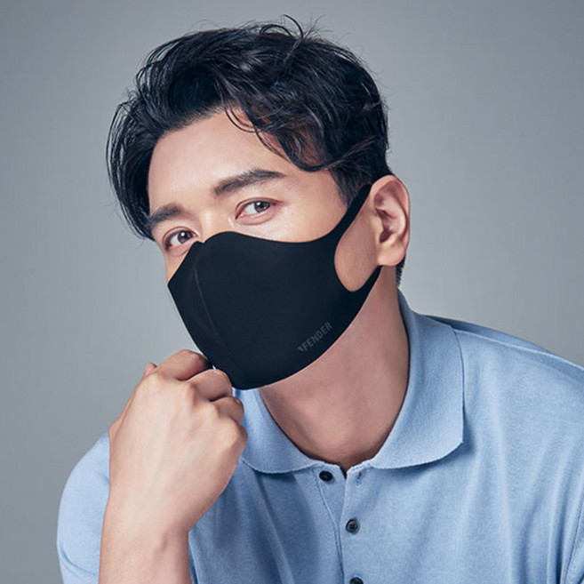 국산 빨아쓰는 항균 자외선 비말 차단 기능성 브이펜더 마스크, 블랙, M, 1개, 1개입