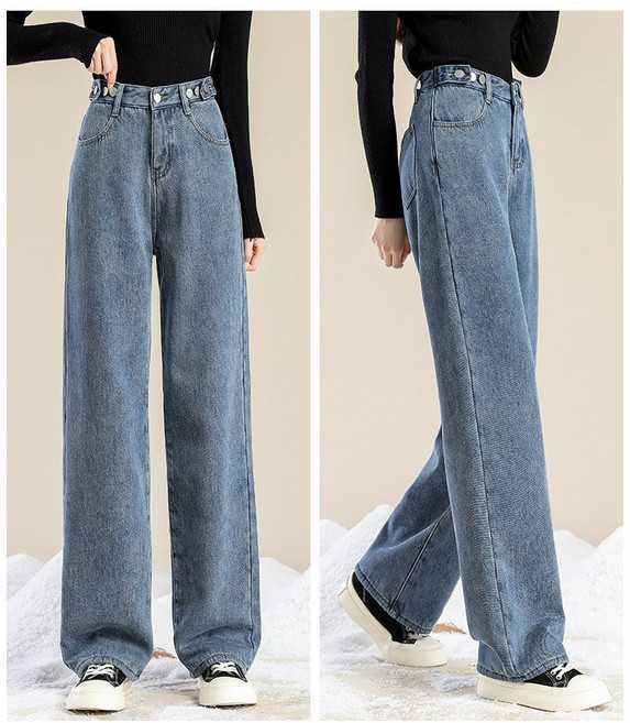 SAHINER 여성 기모 하이웨스트 청바지 JR04