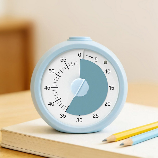 무소음 뽀모도로 공부 구글 타이머 시계, 1개, 푸른 색조