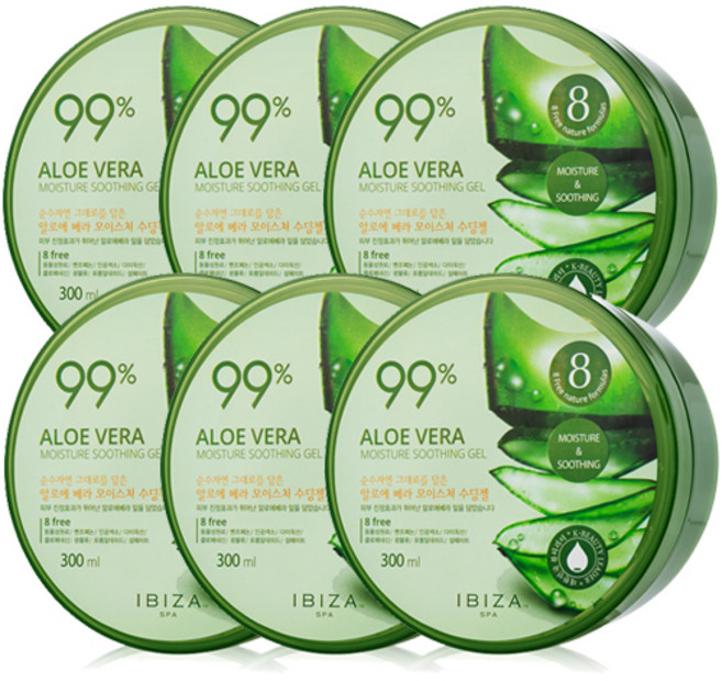 이비자 스파 알로에베라 모이스춰 수딩젤 300, 6개, 300ml