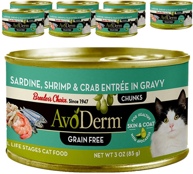 아보덤 전연령 고양이 그레인프리 주식캔, 정어리, 85g, 8개