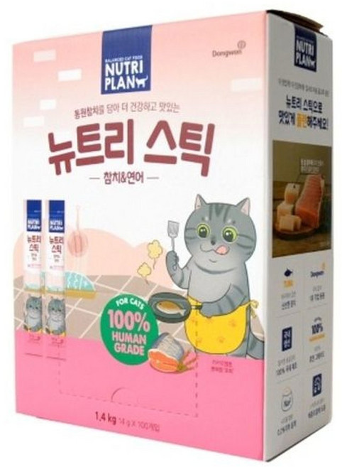 동원 뉴트리플랜 뉴트리 스틱 100p 참치연어/참치연어츄르/참치연어간식/고양이츄르/반려동물간식/고양이간, 혼합맛(참치/연어), 14g, 100개