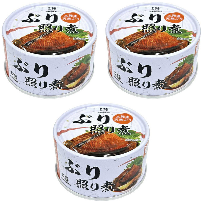 산리쿠 방어 데리야끼 조림 통조림, 170g, 3개