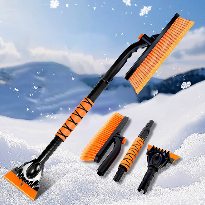 [커머릭스] 차량용 성에제거기 눈제거 브러쉬 다용도 성에제거기 길이조절 오렌지, 1개