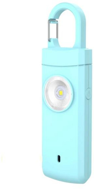 안전 경보가 있는 자기 방어 LED 손전등 USB 충전식 키체인 조명 보호 용품 여성 야외 경보, blue, 1개