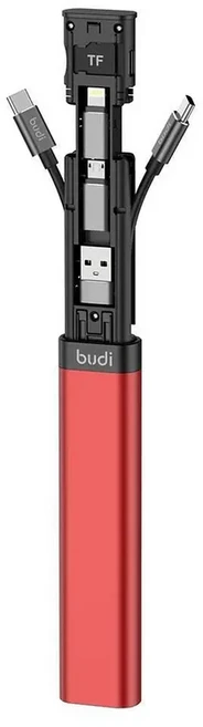 BUDI 다기능 스마트 어댑터 카드 저장 데이터 케이블 USB 상자 컴퓨터 용 iPhone 허브 리더기, 02 Red, 01 China