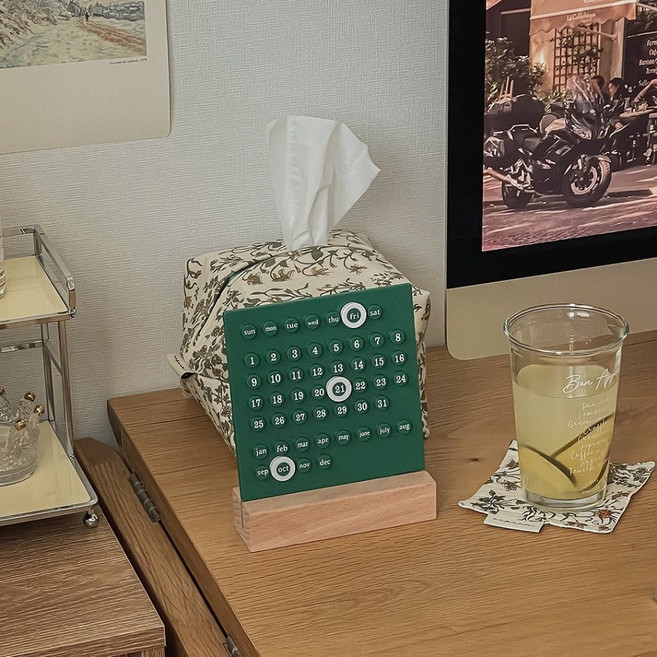萬年曆 桌曆 日曆 台曆 行事曆 倒數桌曆 桌面布置 辦公桌擺飾, 1個, 綠色