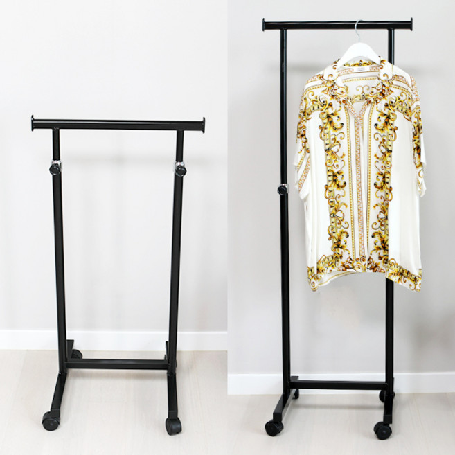 코코디피 D형 블랙 옷가게 디스플레이 미니 행거 옷걸이 철제 소형 이동식 헹거, 가로50cm