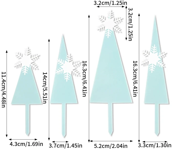 냉동 눈 케이크 장식 아크릴 성 나무 토퍼 겨울 테마 소녀 생일 파티 용품, 05 H